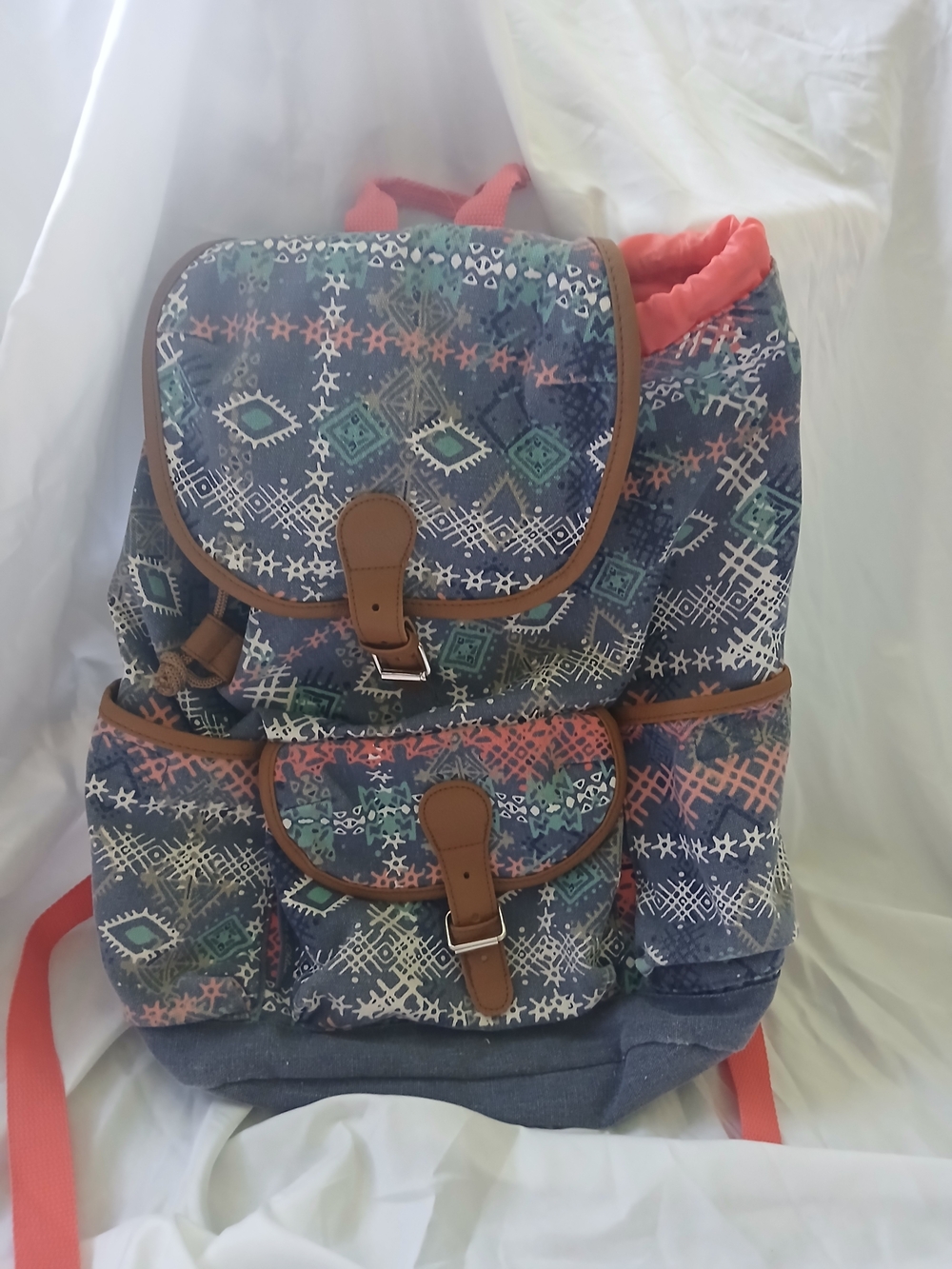 bohemian-style canvas rucksack backpack